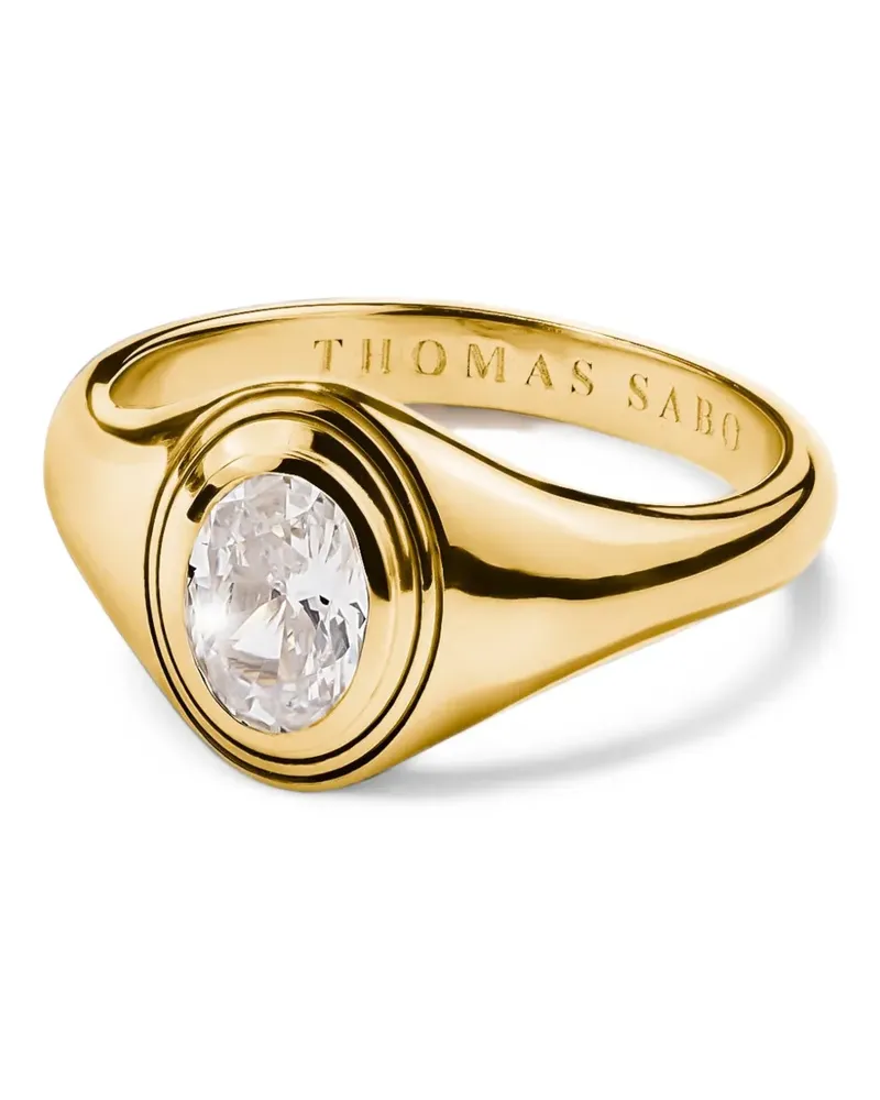 Thomas Sabo Bold Elegance oval-cut zirconia signet ring - Gold Gold