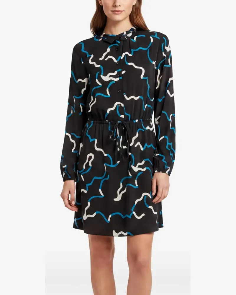 Diane von Furstenberg Diane Von Furstenberg Black Abstract Print Stretch Crepe Lindi Mini Dress Schwarz Schwarz
