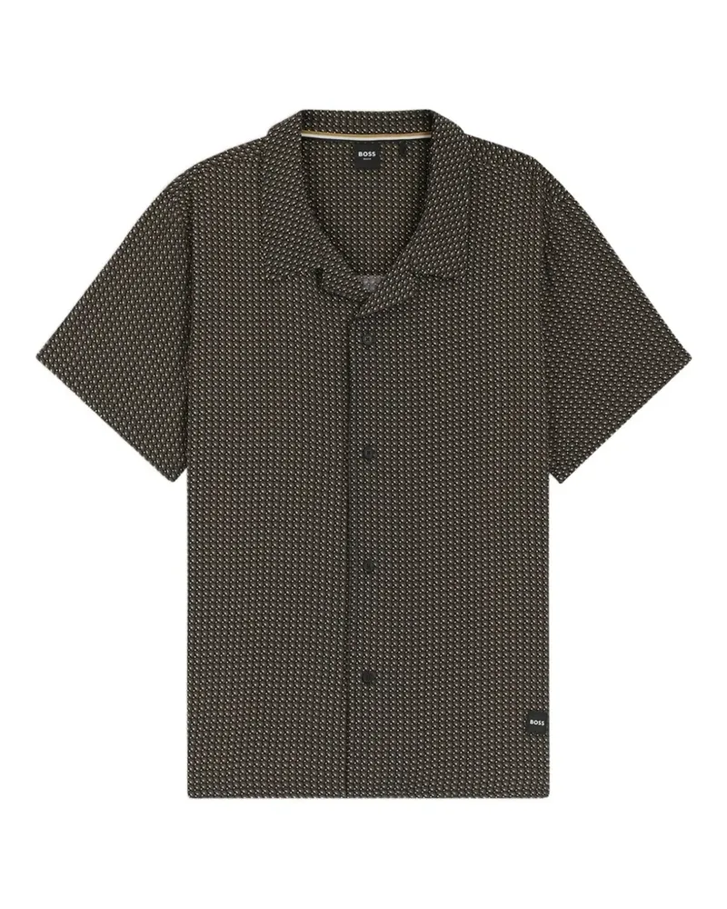 HUGO BOSS geometric-print short-sleeve shirt - Braun Braun