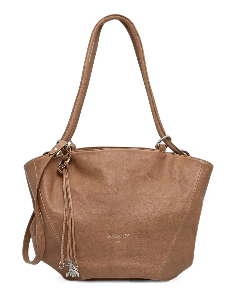 Patrizia Pepe Tote Bag mit Lederbesatz - Nude Nude