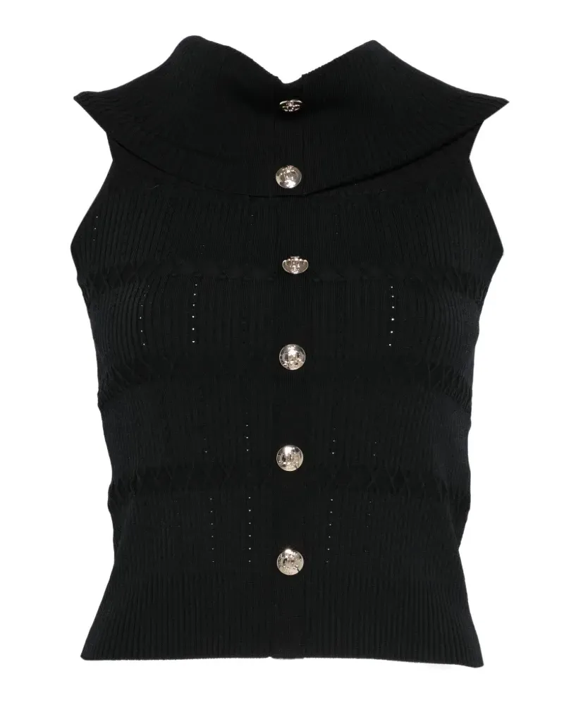 Liu Jo button collared tank top - Schwarz Schwarz