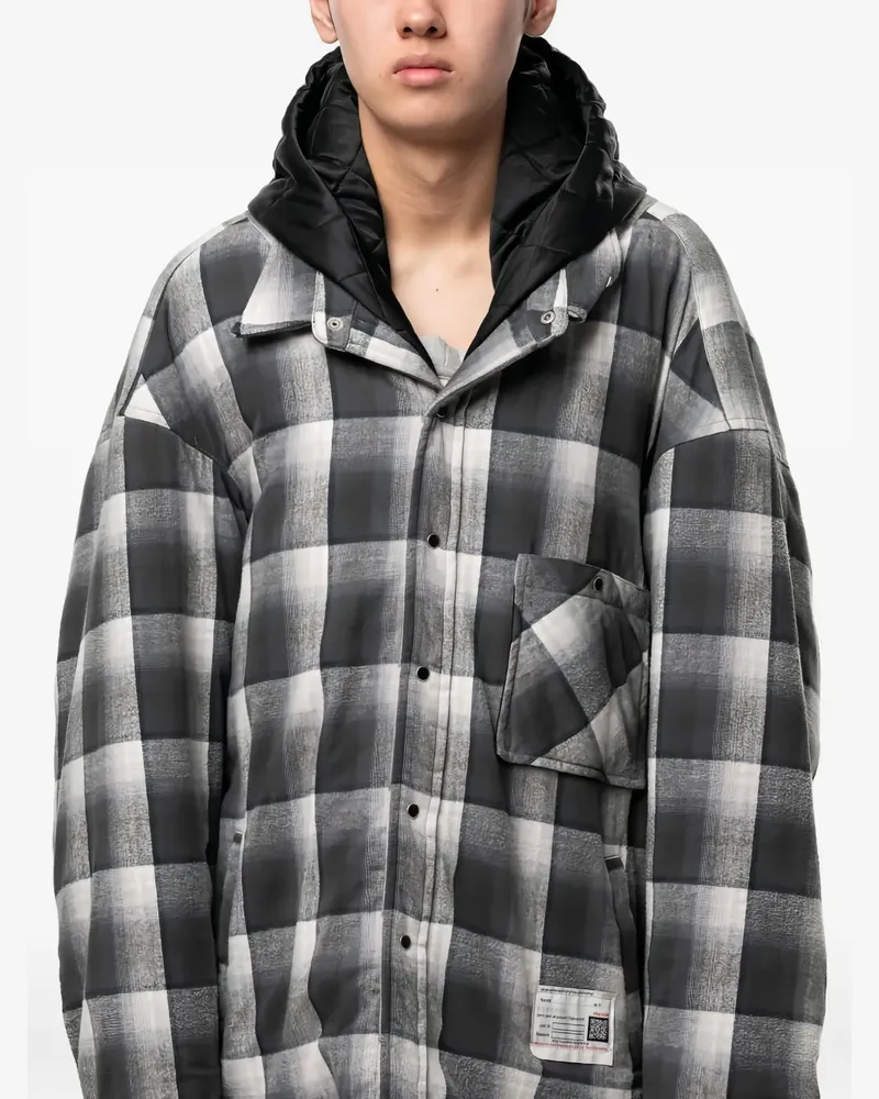 MIHARAYASUHIRO Kapuzenjacke mit Karomuster - Schwarz Schwarz