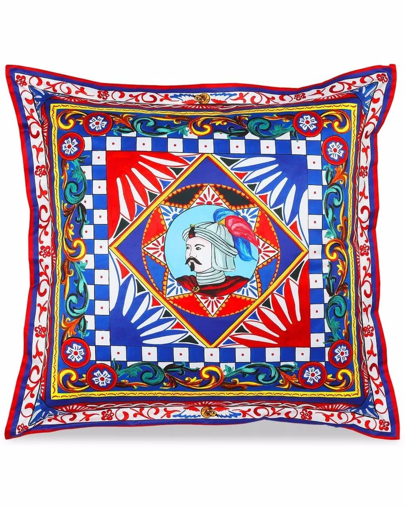 Dolce & Gabbana Großes Duchesse Kissen mit Carretto-Print - Blau Blau