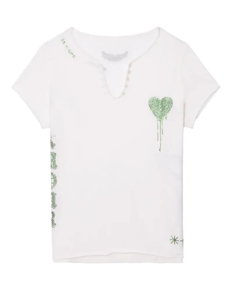Zadig & Voltaire Henley heart-detail T-shirt - Weiß Weiß