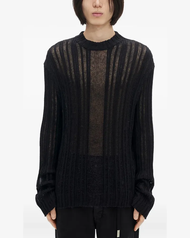 Ann Demeulemeester Gerippter Halvar Strickpullover - Schwarz Schwarz