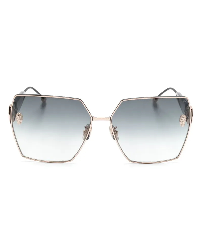 Philipp Plein Oversized-Sonnenbrille mit Totenkopf - Schwarz Schwarz