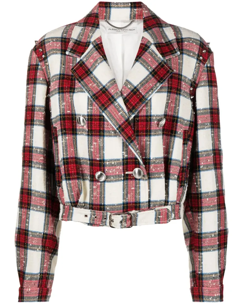 Alessandra Rich Kariertes Cropped-Hemd - Weiß Weiß