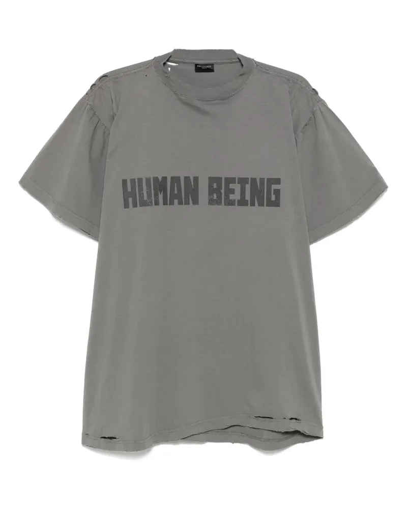 Balenciaga Human Being T-Shirt - Grau Grau