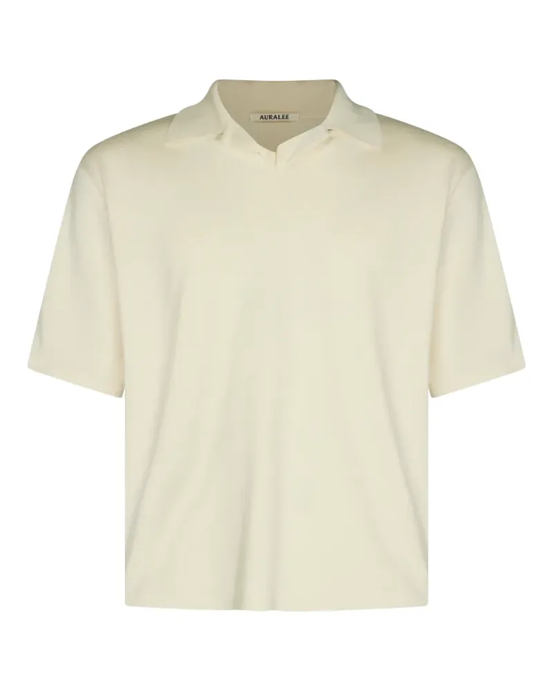 AURALEE short-sleeve polo-collar T-shirt - Nude Nude