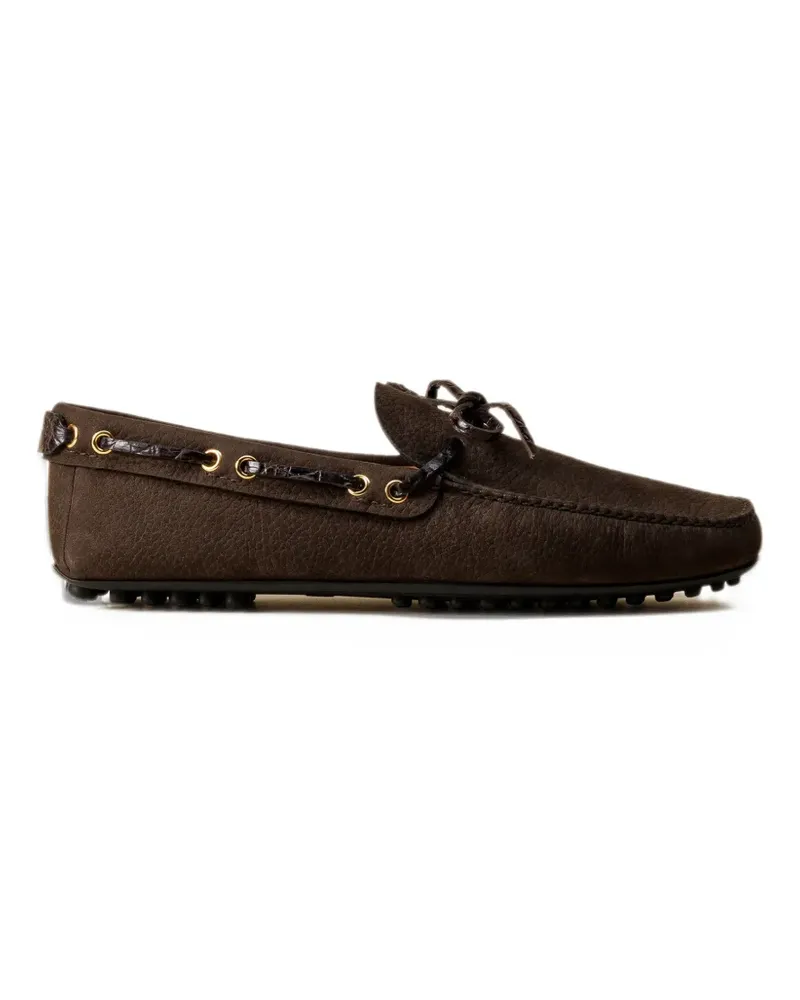 Car Shoe crocodile-print leather boat shoes - Braun Braun