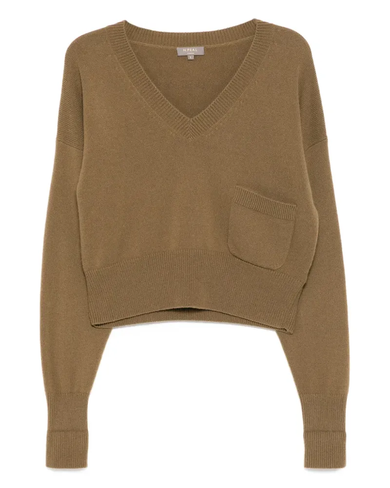 N.Peal Cropped-Pullover mit V-Ausschnitt - Gelb Gelb