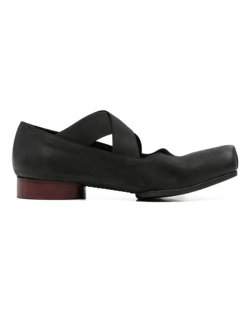 Uma Wang crossover-strap square-toe ballet flats - Schwarz Schwarz