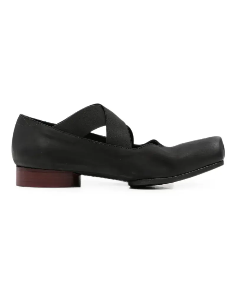 Uma Wang crossover-strap square-toe ballet flats - Schwarz Schwarz