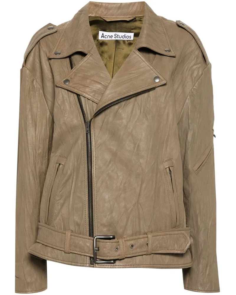 Acne Studios Bikerjacke mit Knitteroptik - Braun Braun