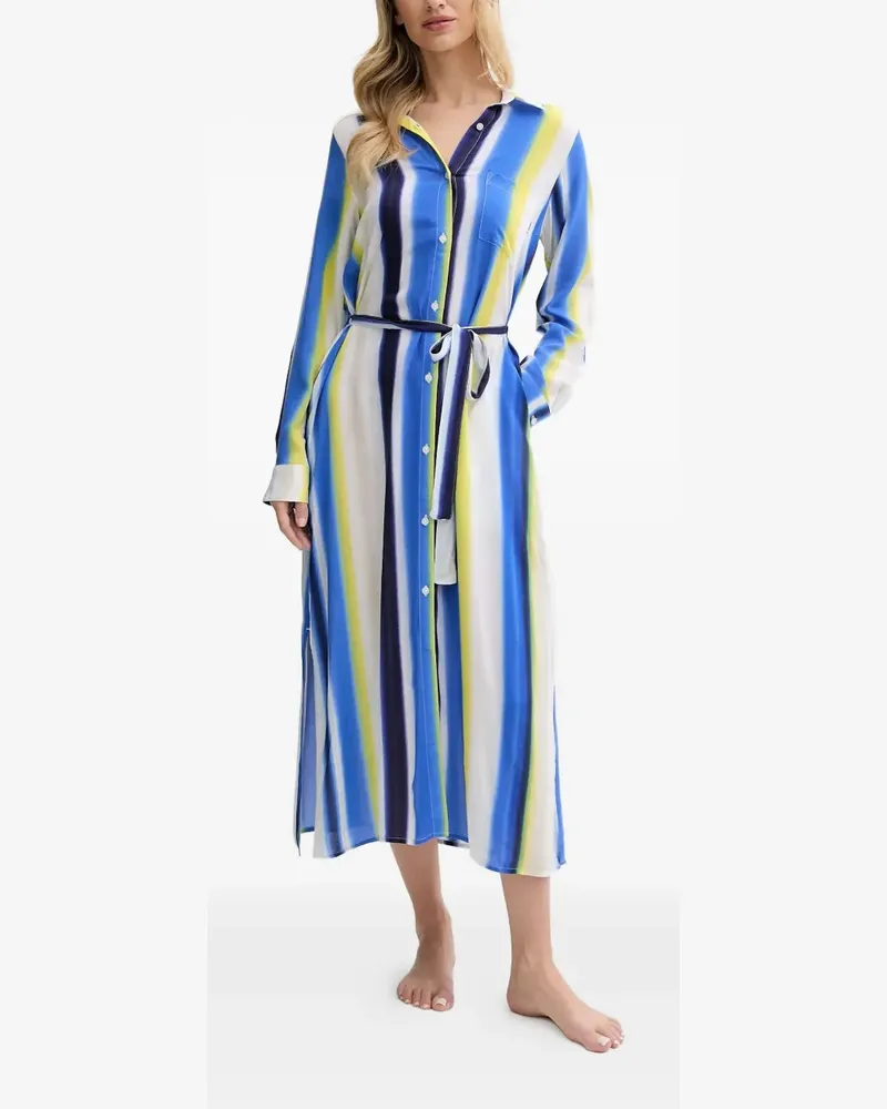 DKNY striped belted shirt nightdress - Blau Blau