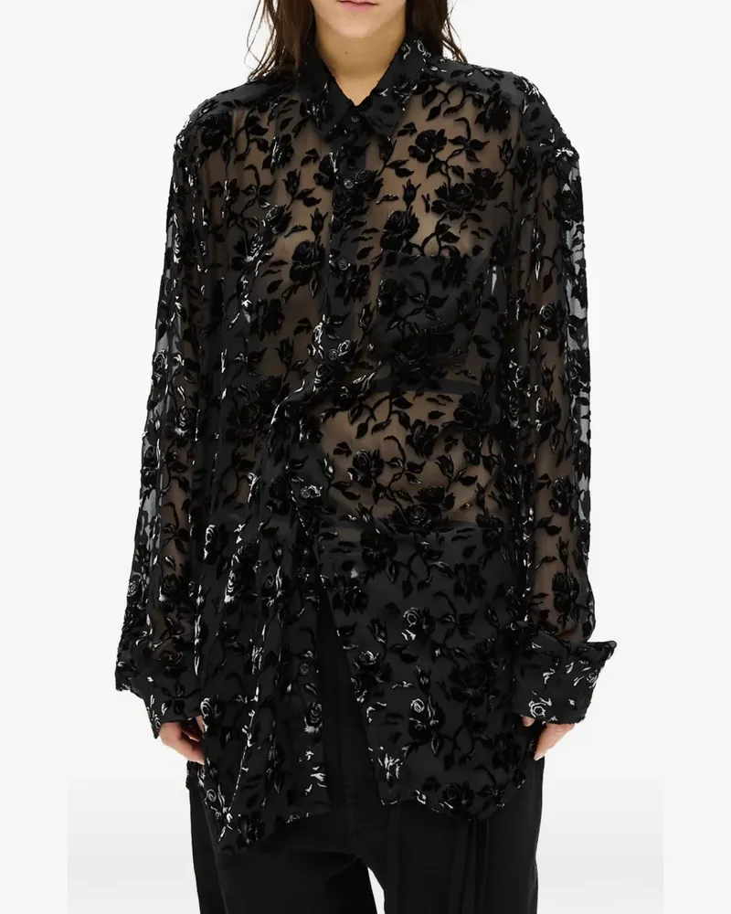 Ann Demeulemeester Elisabeth Hemd mit Blumenprint - Schwarz Schwarz