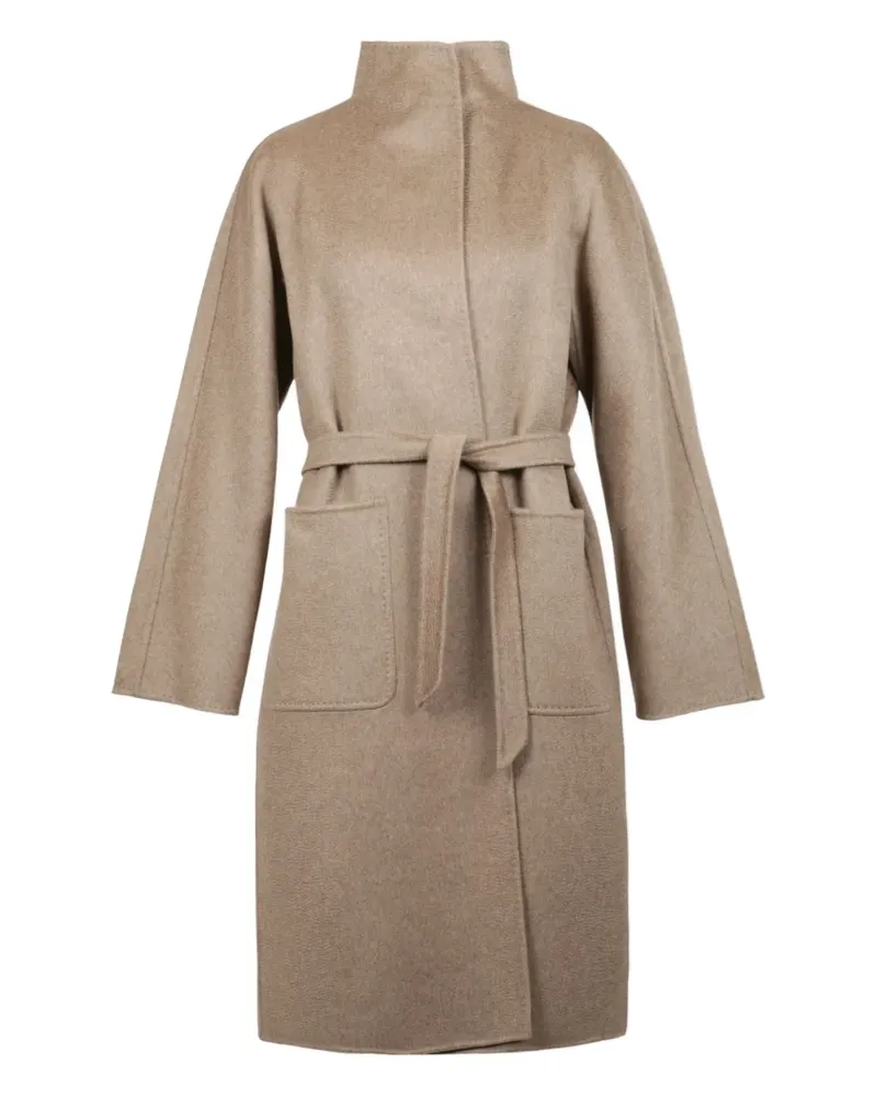 Max Mara stand-neck patch-pockets double-breasted coat - Nude Nude