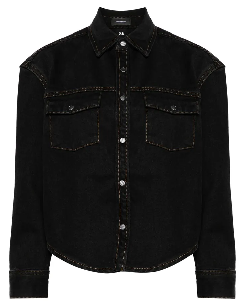 WARDROBE.NYC Jeansjacke mit abgerundetem Saum - Schwarz Schwarz