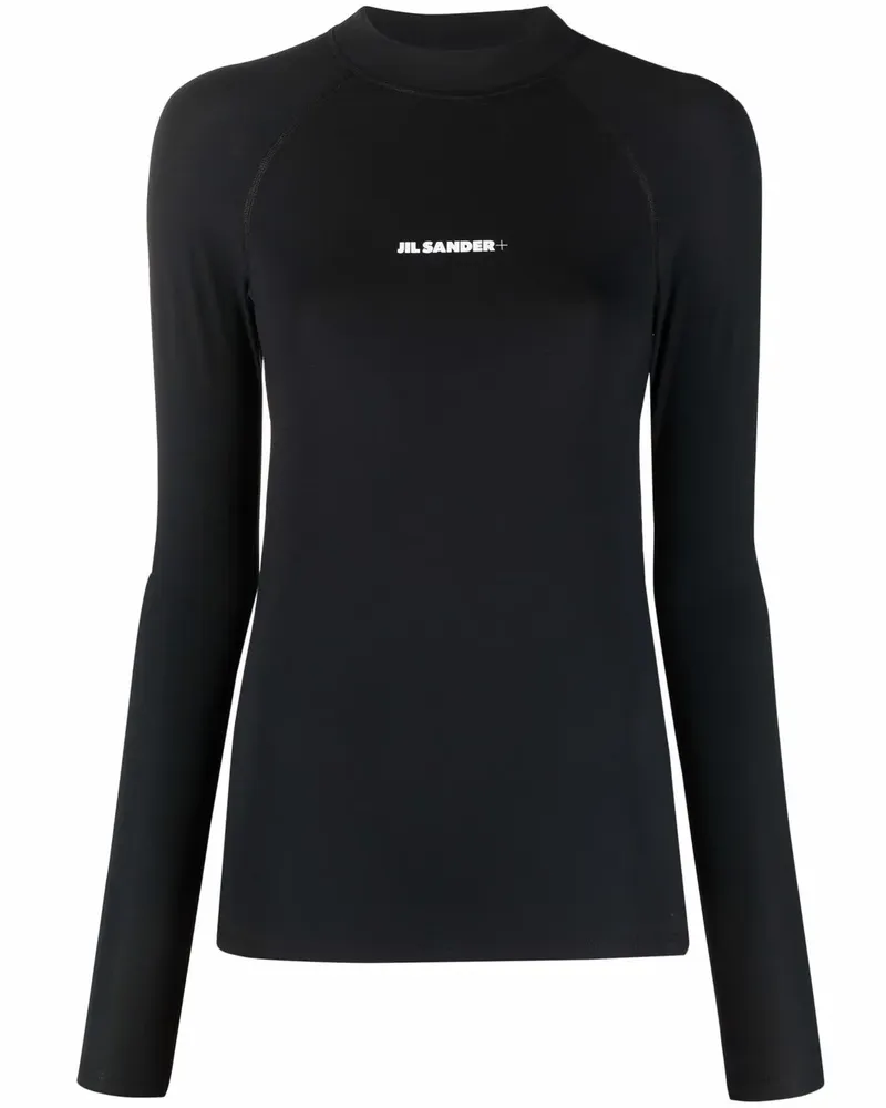 Jil Sander Badeoberteil mit Logo-Print - Schwarz Schwarz