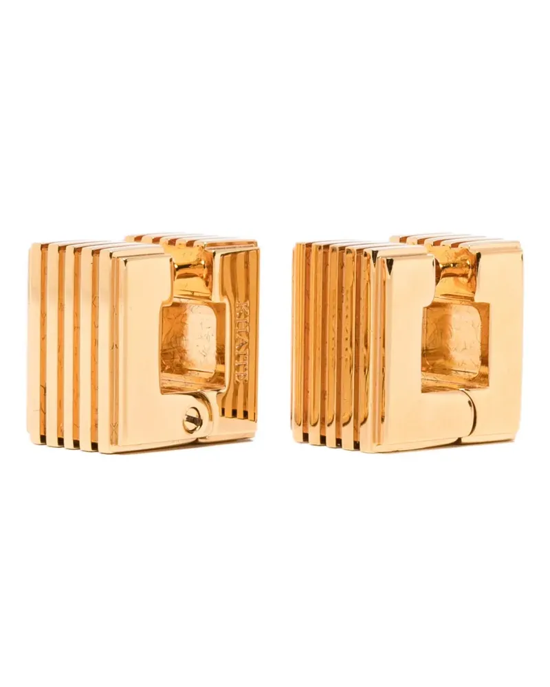 KHAITE small Empire engraved logo earrings - Gold Gold
