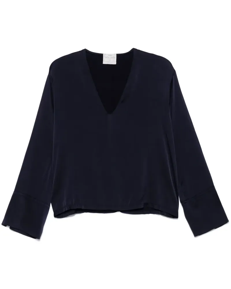 forte_forte Klassische Satinbluse - Blau Blau