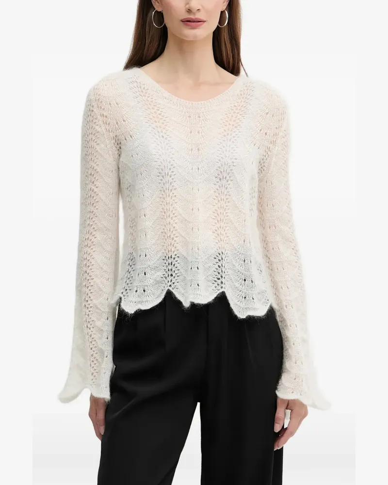 Twin-Set Lochstrick-Pullover mit Wellensaum - Nude Nude