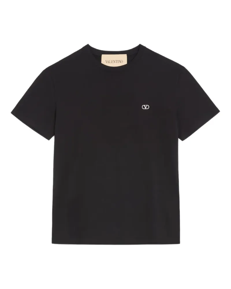 Valentino Garavani cotton T-shirt with VLogo embroidery - Schwarz Schwarz