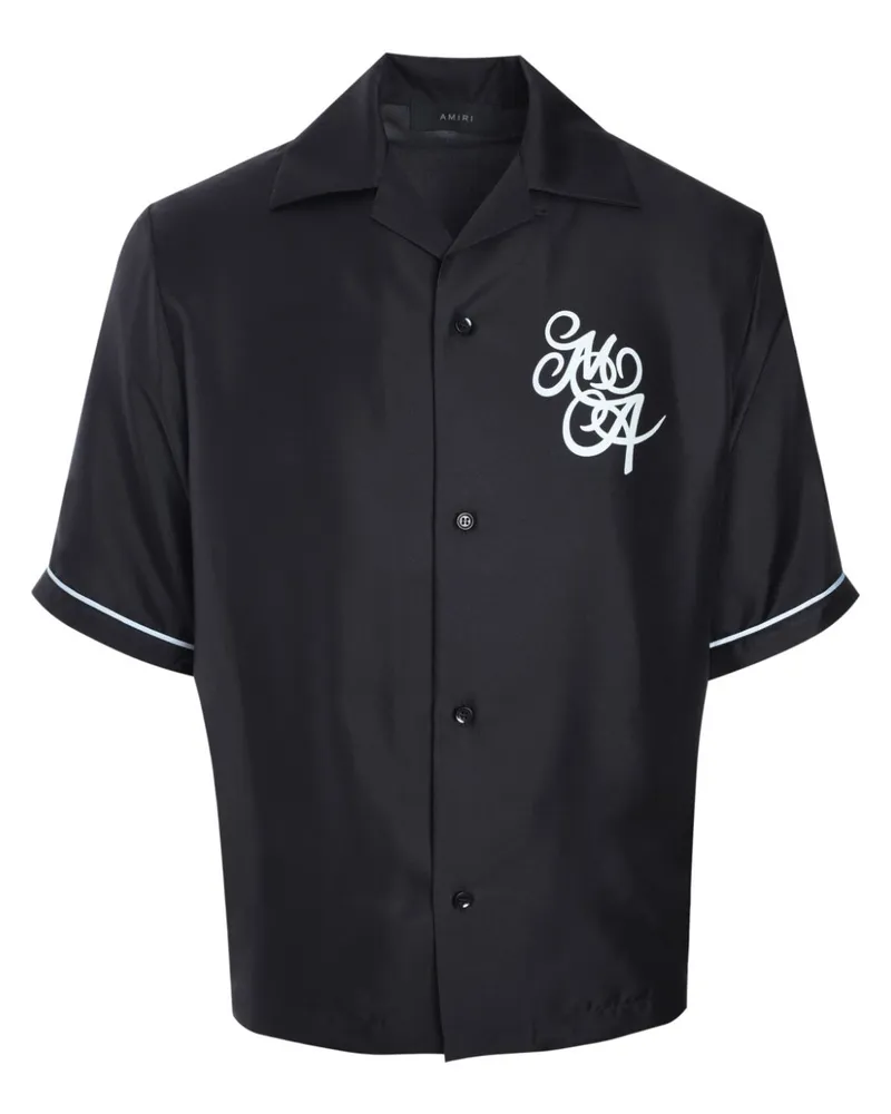 Amiri Seidenhemd mit Logo-Print - Schwarz Schwarz