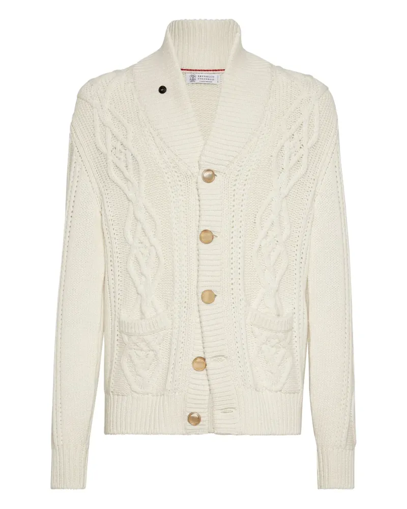 Brunello Cucinelli Cardigan mit Zopfmuster - Weiß Weiß