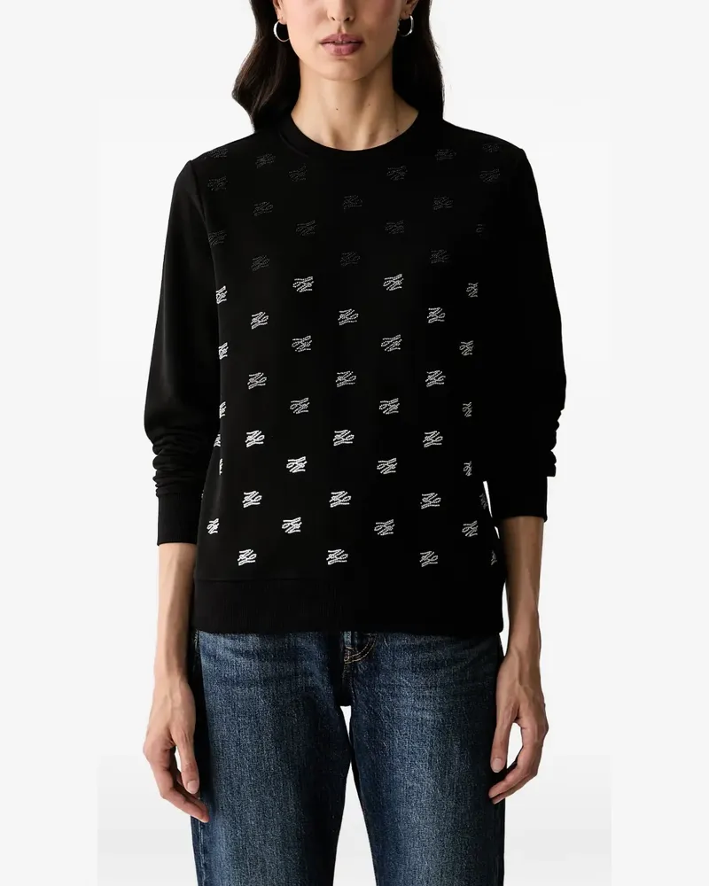 Karl Lagerfeld crystal-embellished logo-pattern sweater - Schwarz Schwarz
