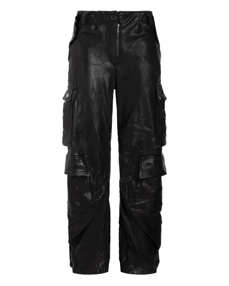 Dolce & Gabbana Lederhose mit Cargotaschen - Schwarz Schwarz