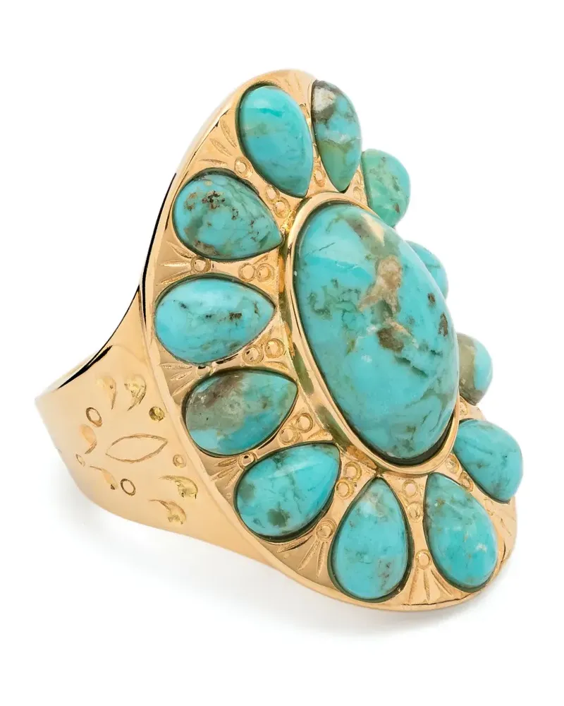 Aurélie Bidermann Ring mit Türkis - Gold Gold