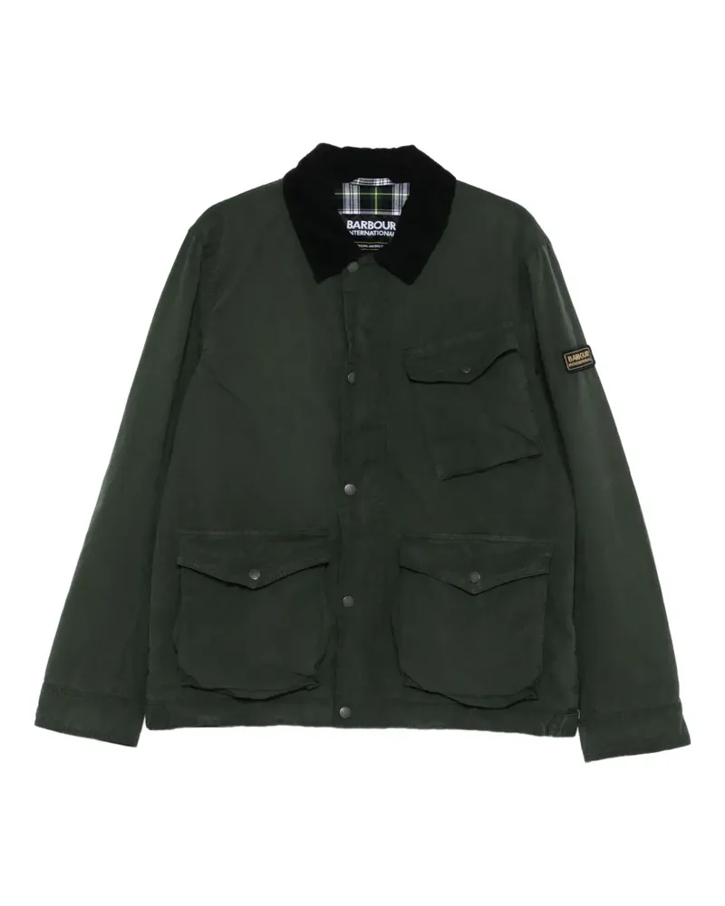 Barbour Jacke mit Cordkragen und Klappentasche - Grün Grün