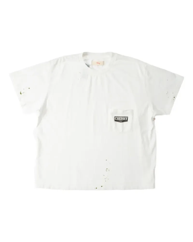 CHERRY LA T-Shirt mit Zickzacktasche - Weiß Weiß