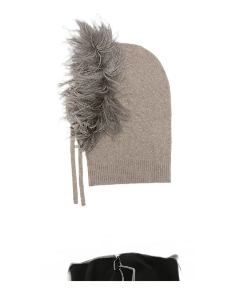 P.A.R.O.S.H. feather-embellished wool beanie - Grau Grau