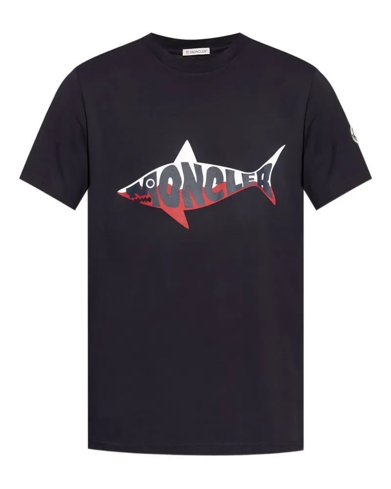 Moncler T-Shirt mit Logo-Print - Blau Blau