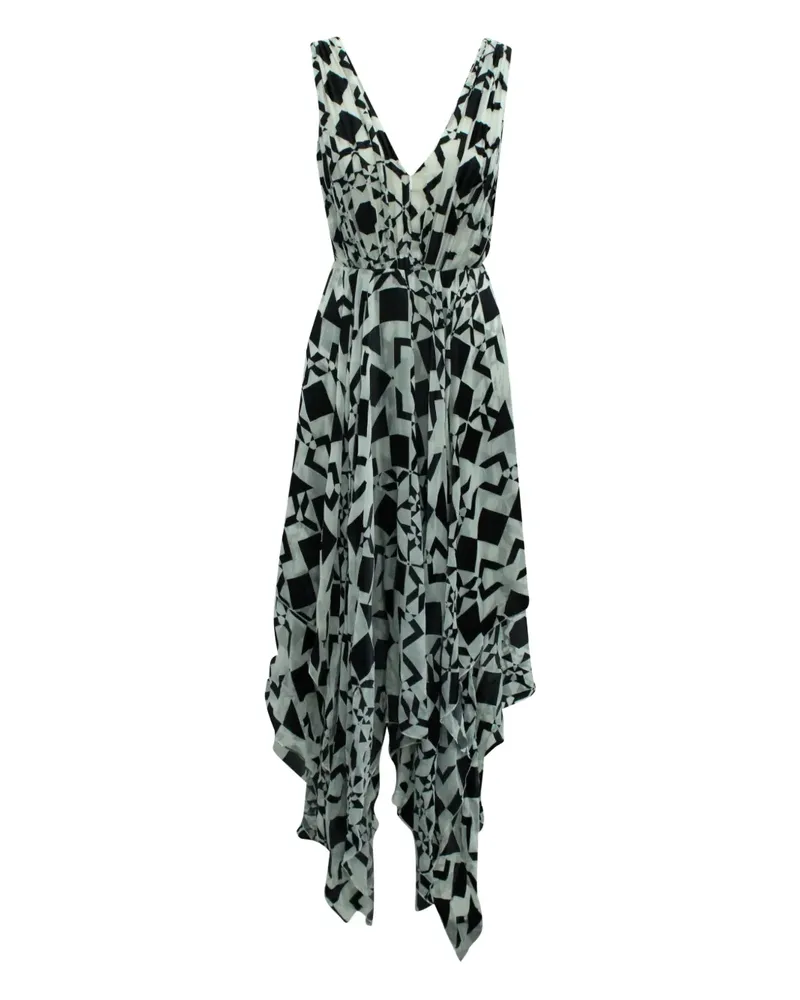 Alice + Olivia abstract-print asymmetrical dress - Schwarz Schwarz