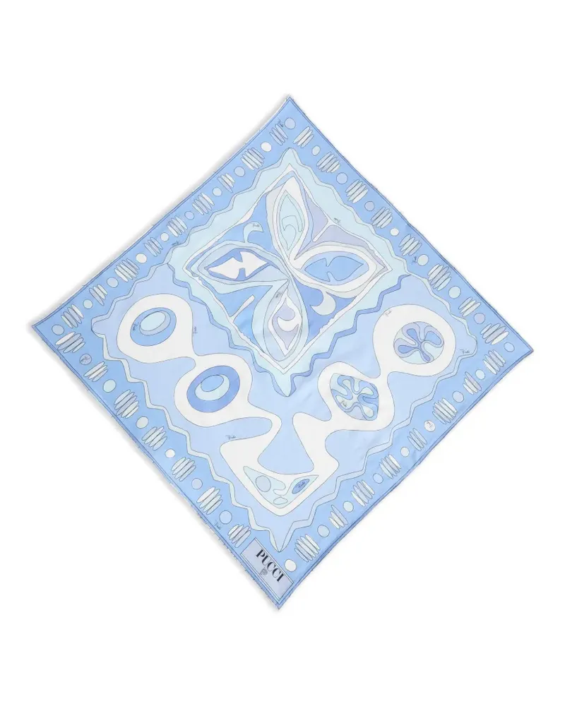 Emilio Pucci Quadratischer Schal aus Baumwolle mit Angoli-Print - Blau Blau
