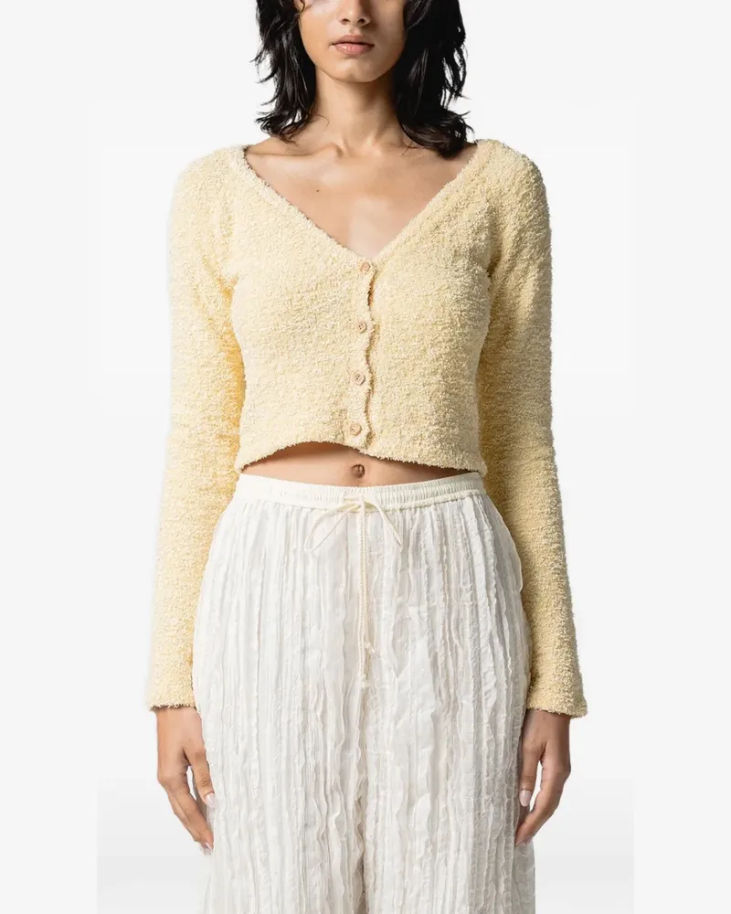 Muller of Yoshiokubo textured-knit V-neck cardigan - Gelb Gelb