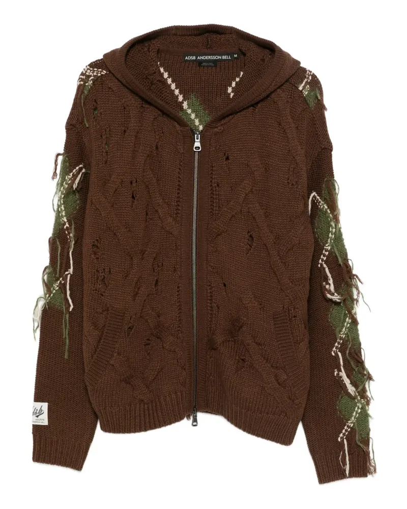 Andersson Bell Zopfmuster-Hoodie mit Fransen - Braun Braun