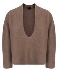 Giorgio Armani Pullover mit weitem Ausschnitt Braun