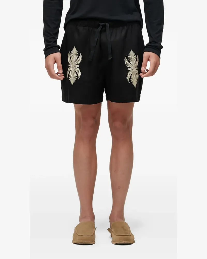 Osklen leaf-embroidered bermuda shorts - Schwarz Schwarz
