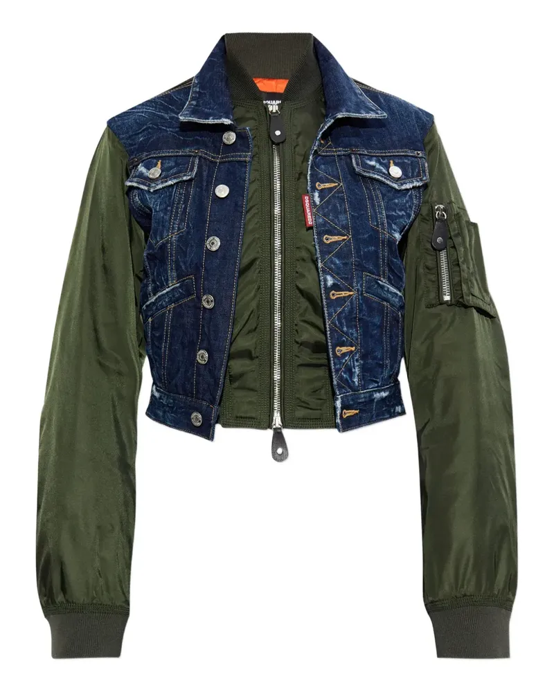 Dsquared2 denim-panelled bomber jacket - Grün Grün