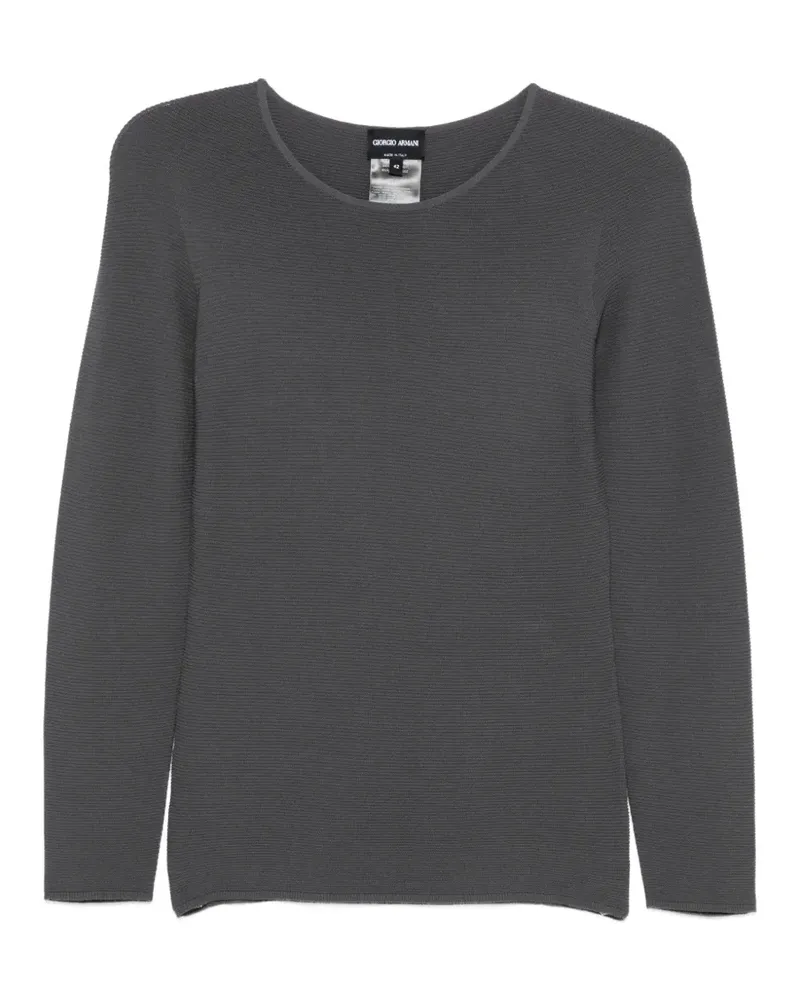 Giorgio Armani ribbed round-neck sweater - Grau Grau