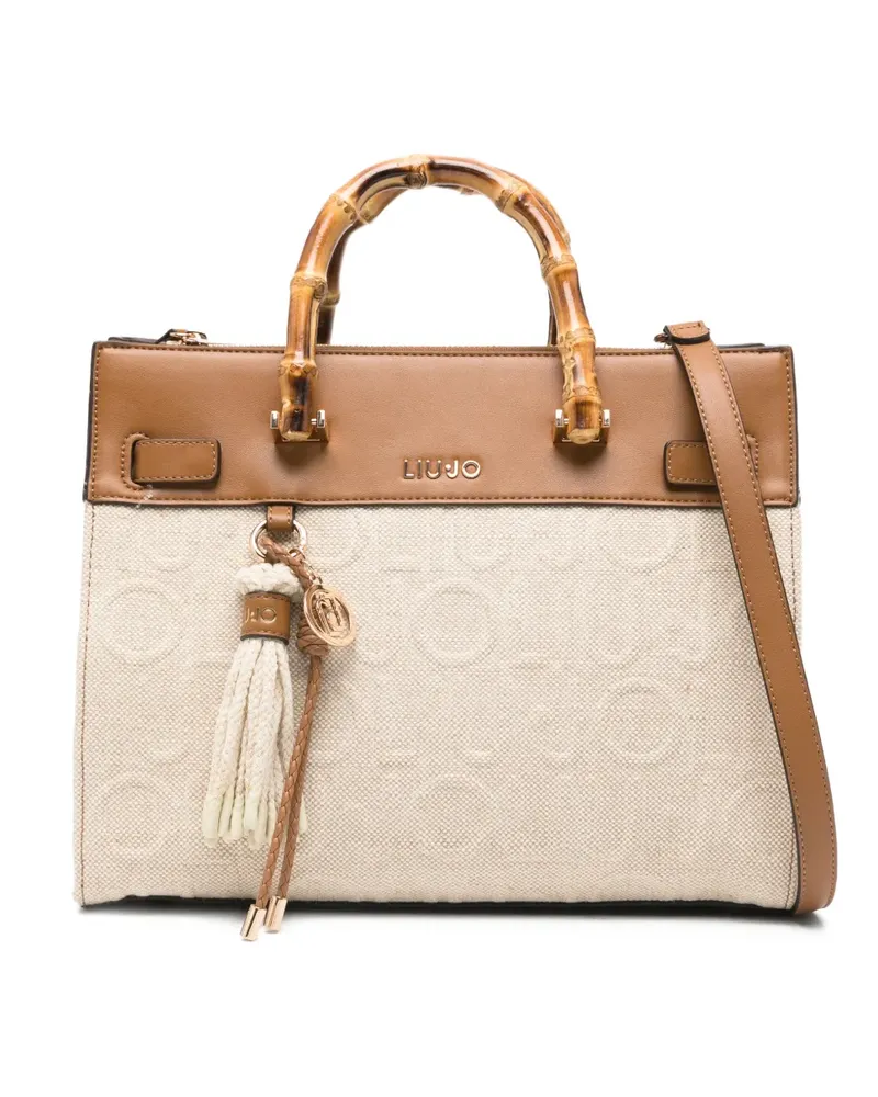 Liu Jo Medium bamboo jacquard tote bag - Nude Nude