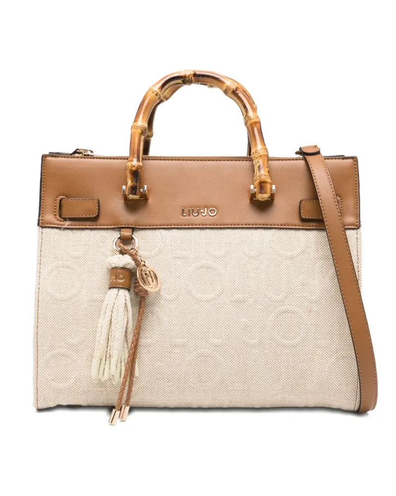 Liu Jo Medium bamboo jacquard tote bag - Nude Nude