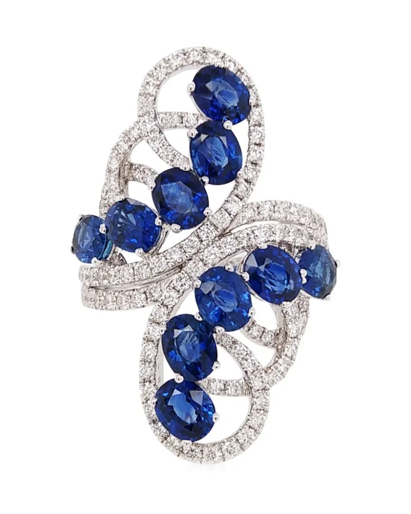 HYT Jewelry 18kt Weißgoldring mit Saphir und Diamant - Silber Silber