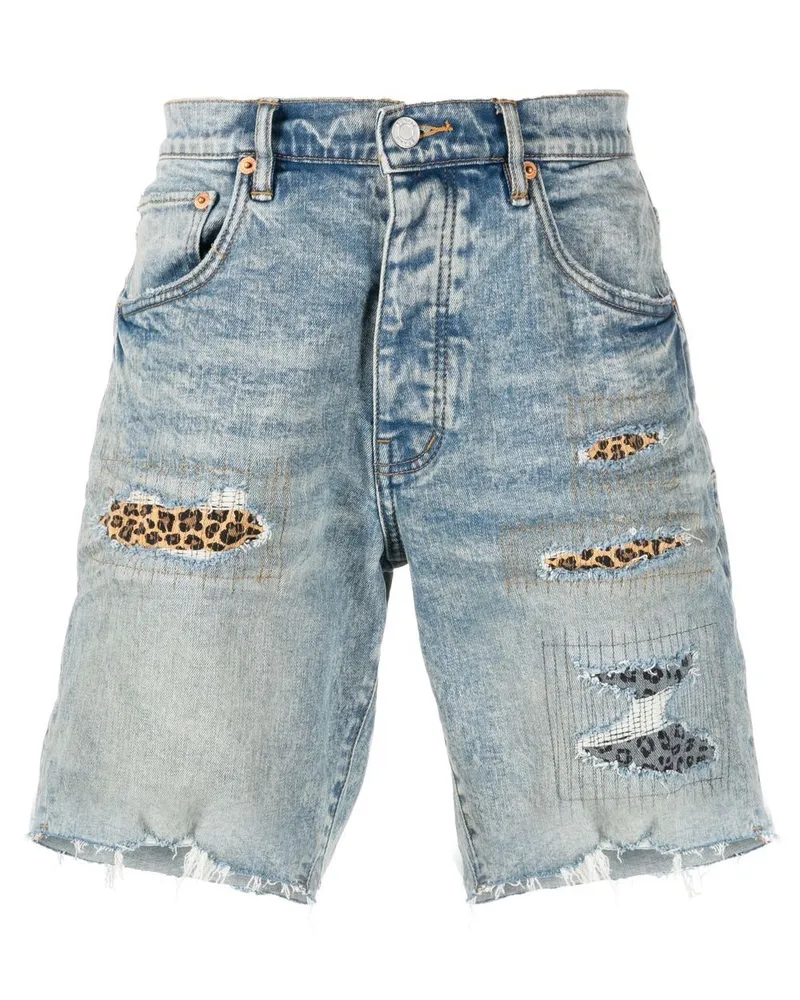 PURPLE BRAND Jeans-Shorts in Distressed-Optik Blau