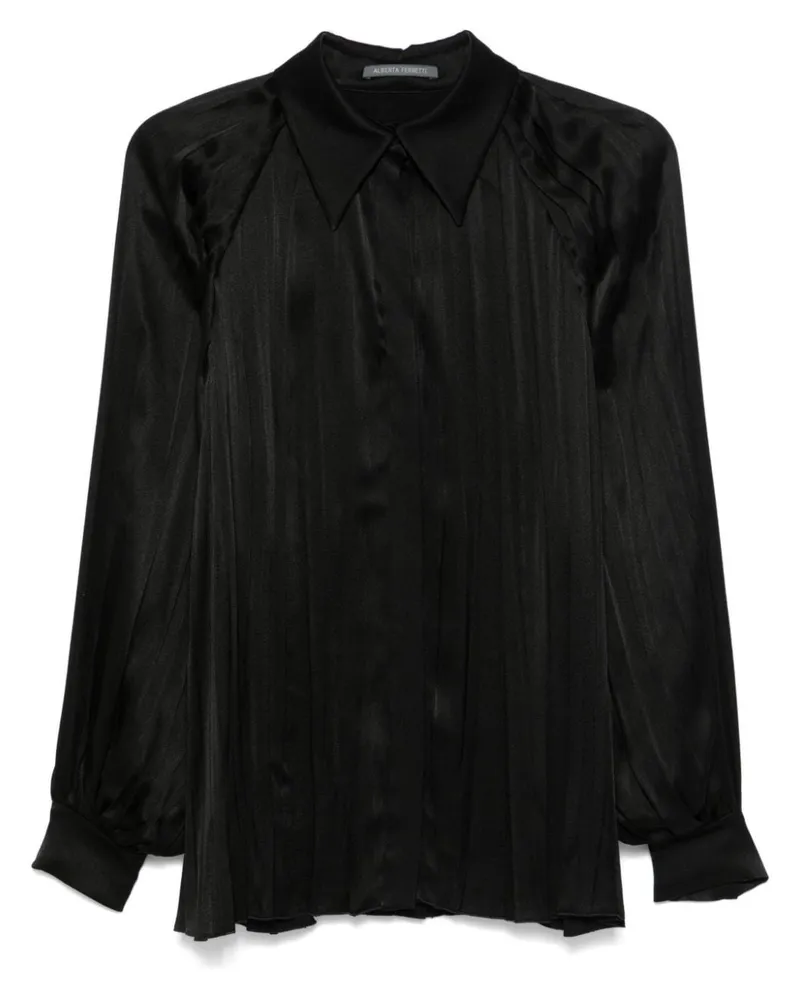 Alberta Ferretti Hemd aus Satin mit Falten - Schwarz Schwarz