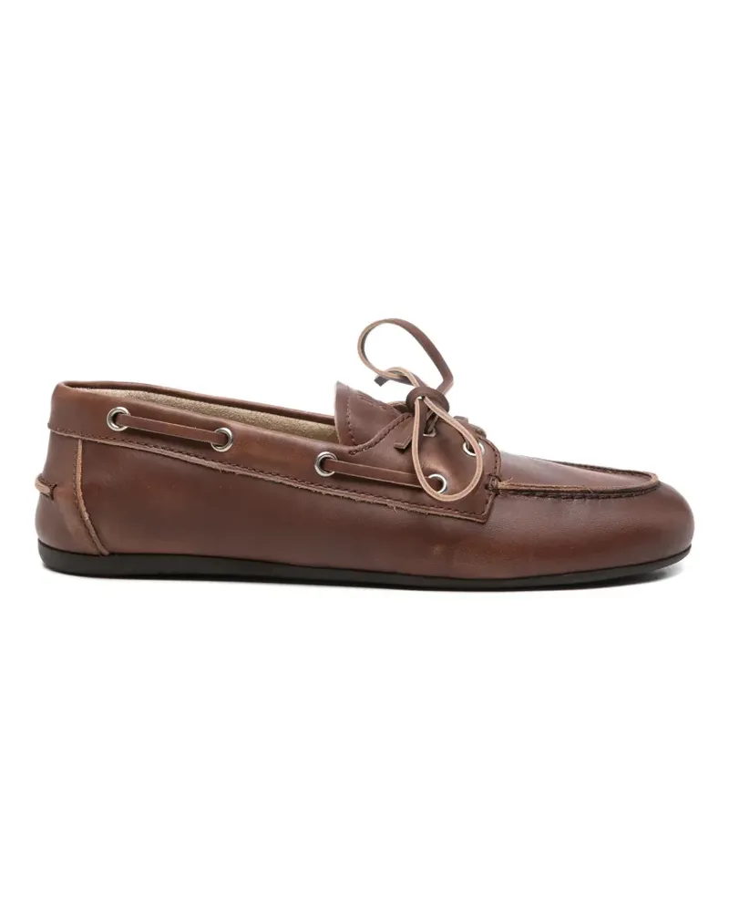 Miu Miu lace-up leather boat shoes - Braun Braun